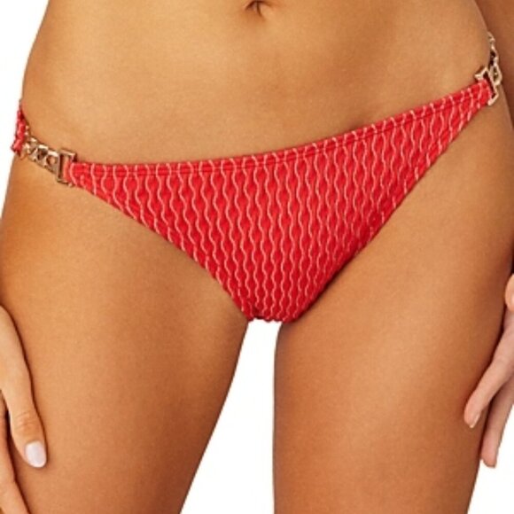 Shoshanna Metallic Print Chain Swim Bikini Bottom Women's Size L Red - Picture 2 of 3